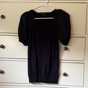BCBGMaxAzria Black Puff Sleeve Blouse